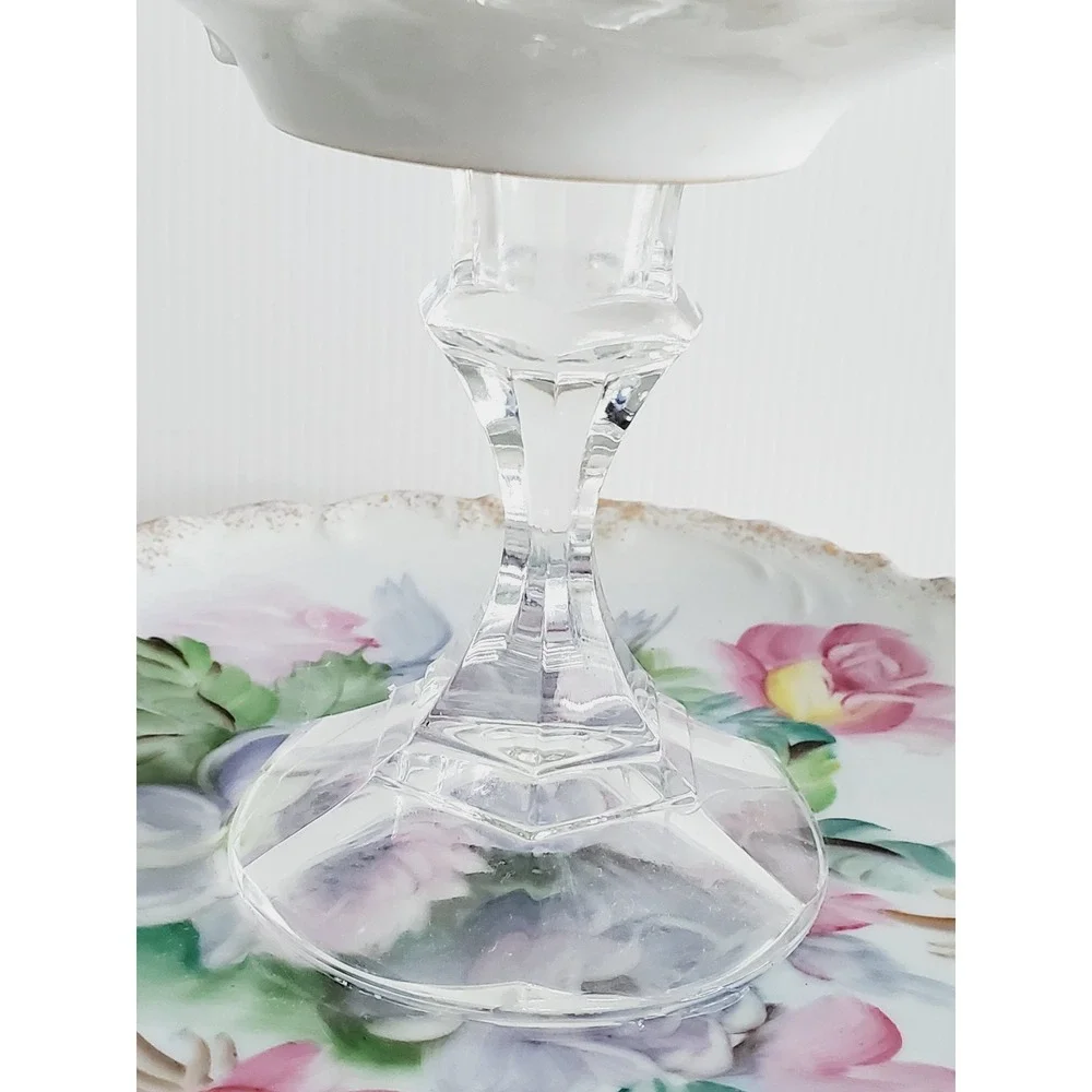 Trinket Dish Pink Floral Figurine Tiered Jewelry Stand Vintage Gold Gilt Shabby